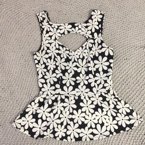 Black & White floral halter top, size medium.